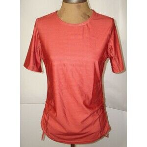 New Womens S Catarina Swim Surf Top Sun UPF 50 Prana Brown Orange Stripe Beach